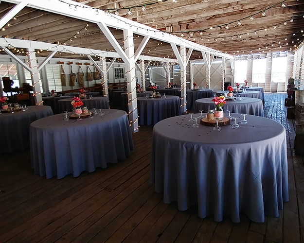Image showing tables in the historic barn/packing shed